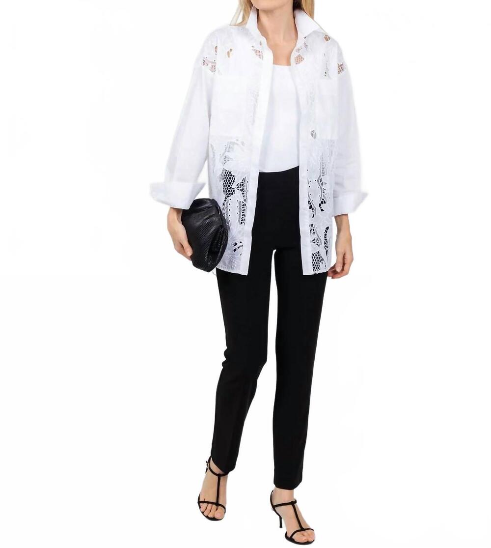 NEW JOSEPH RIBKOFF cotton lace boxy embroidered blouse in white
